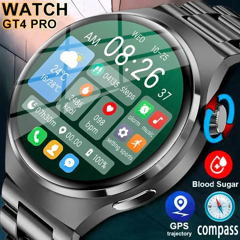 Para huawei gt4 pro relógio inteligente masculino 4 pro amoled tela hd bluetooth chamada gps nfc freqüência cardíaca açúcar no sangue smartwatch 2024 novo