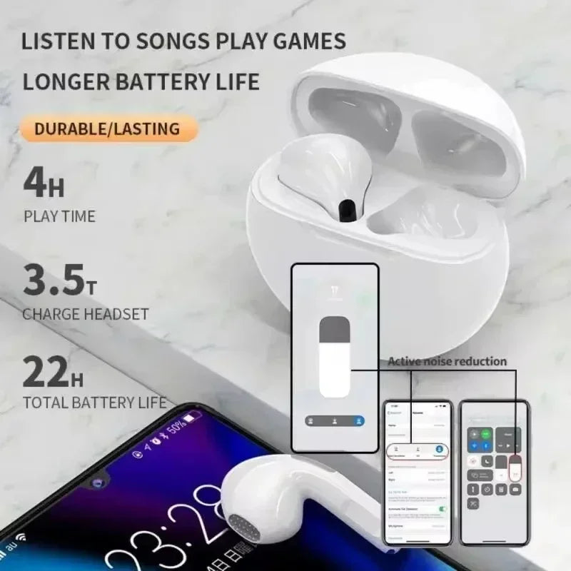 Xiaomi Pro6 True Wireless Headphone Bluetooth 5.2 Earphones TWS Gaming Stereo Noise Reduction Heavy Bass Mini In-ear Earbuds