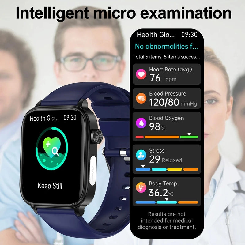 Smart Watch Medical Grade, Saúde Smartwatch, Diagnóstico Médico AI, Lipídios Sanguíneos, Ácido Úrico, Glicose Sanguínea, Voz, Chamada Bluetooth, ECG, PPG, Novo, 2025, Especial para você controlar sua pressão e sua diabetes direto da tela.