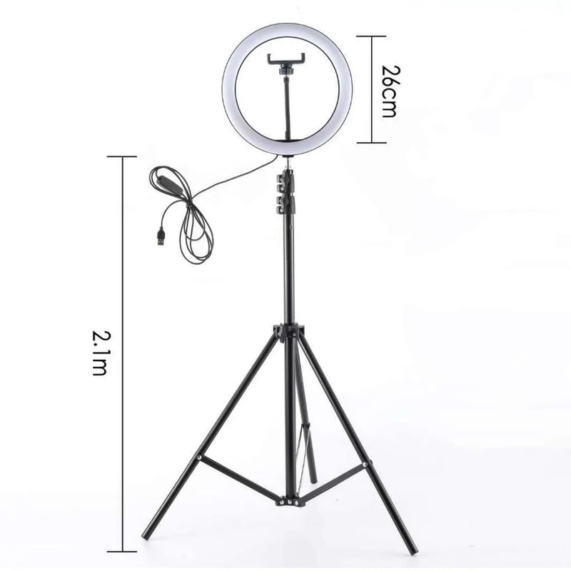 Ring Ligth Ring Light 26cm Make Photos With Tripod 2.1m Full Kit Dimmer Selfie Youtuber Blogger Makeup