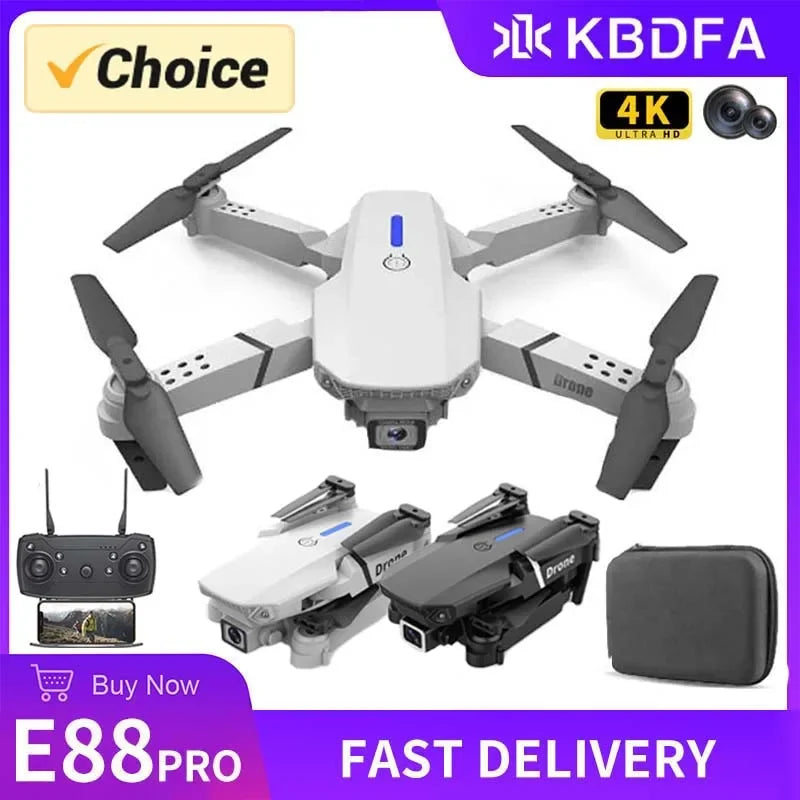 Drone 2025 KBDFA  New E88 Pro WIFI FPV Drone Wide Angle HD 4K 1080P Camera Height Hold RC Foldable Quadcopter Dron Helicopter Toys Gift